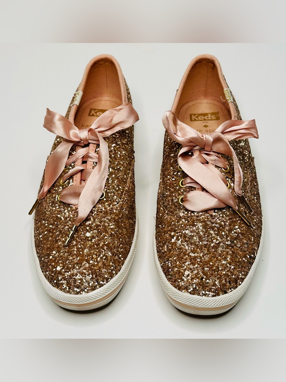 Keds X Kate Spade New York Rose Gold Glitter Sneakers Tennis Shoes - Picture 14 of 16